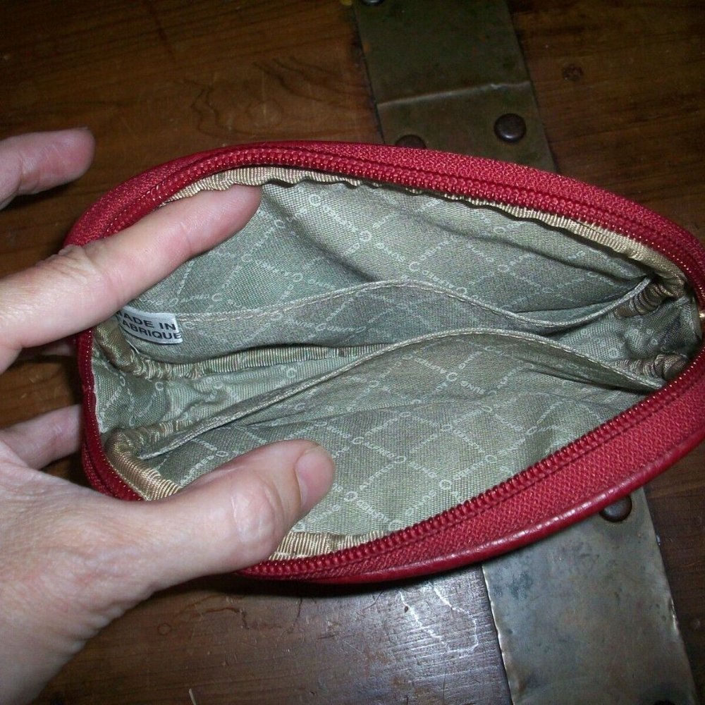 Mini Zippered Case Bag Make-up Storage 7" Red/Black Travel Bag by Alfred Sung - Picture 3 of 4